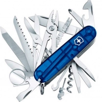 Нож перочинный Victorinox SWISS CHAMP 91мм полупрозрачный синий купить в Ставрополе