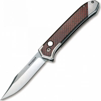 Полуавтоматический складной нож Magnum Rubico Auto — Boker 01SC054, сталь 440A Stonewash, рукоять карбон/нержавеющая сталь, чёрно-красный купить в 