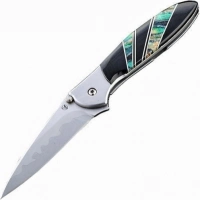 Полуавтоматический складной нож Santa Fe Kershaw Leek, сталь D2/14C28N, рукоять сталь с накладкой из зуба мамонта купить в 